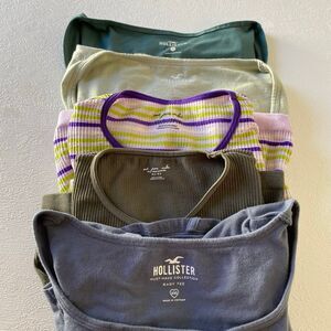 Hollister + Out From Under Baby Tee Bundle XXS–S | Y2K Ribbed Tops